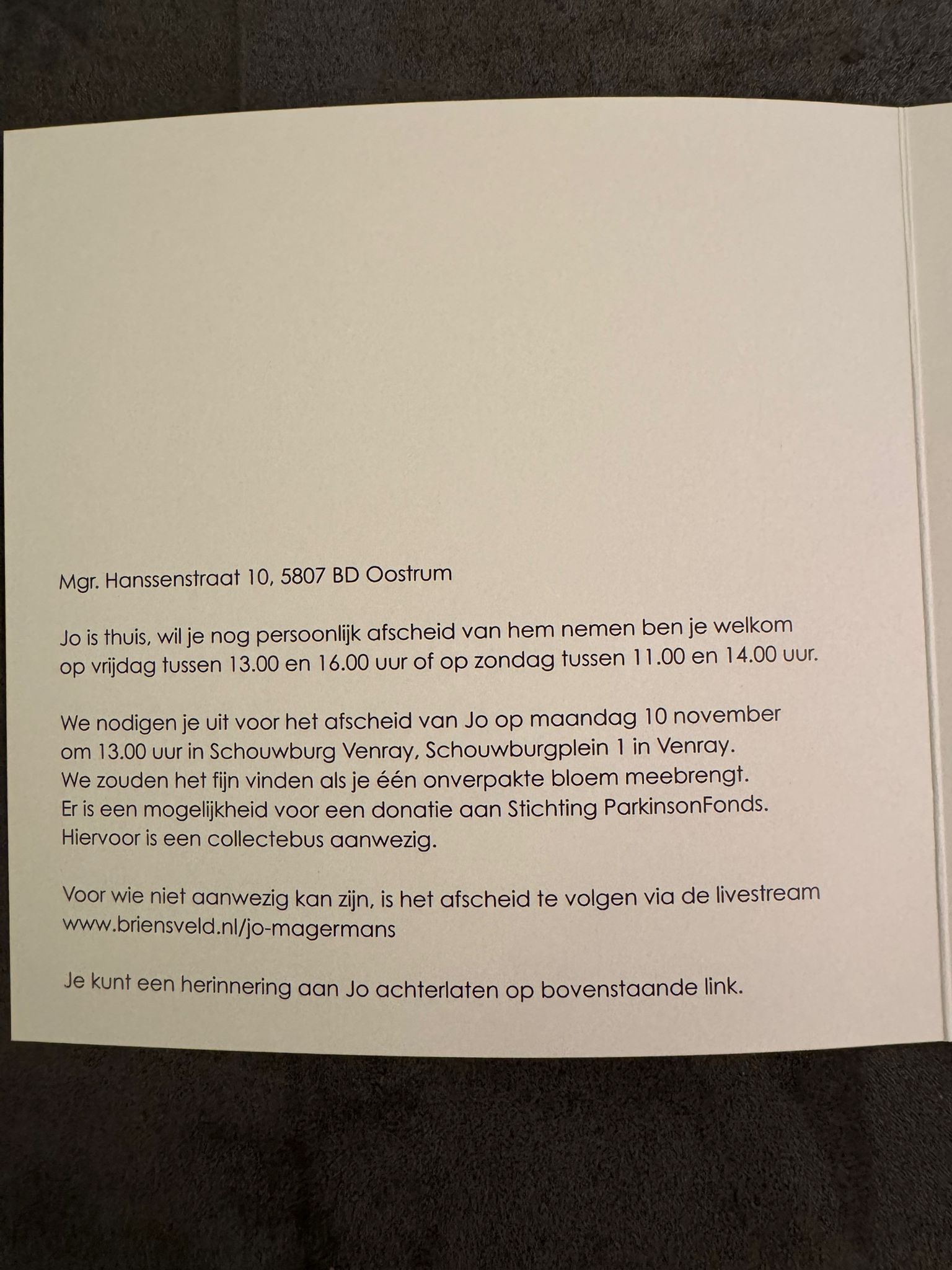 Overlijdensbericht Jo Magermans